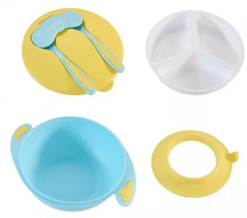купить Посуда для кормления U-Grow A-1104BL Bol compartimentat cu ventuză și capac, Albastru в Кишинёве 