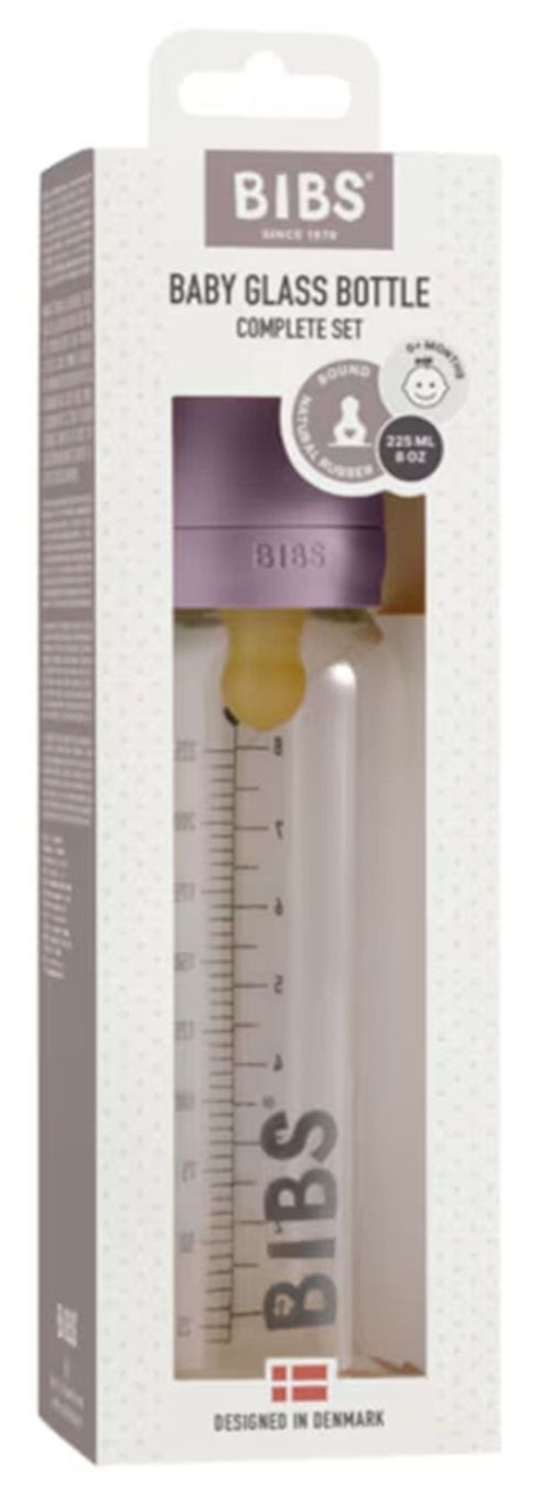 купить Поильник BIBS 5014300 Biberon din sticla anticolici Mauve cu tetina din latex 0+ luni, 225ml в Кишинёве 