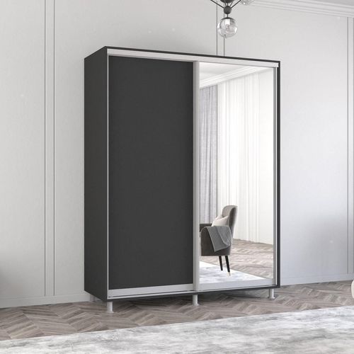 cumpără Dulap Mobildor-Lux Aron-S uși glisante din oglindă și PAL (170x60x230H cm) Anthracite în Chișinău 