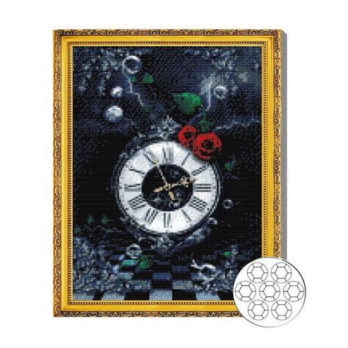 купить Картина по номерам Art Gallery GA84546 Mozaic cu diamante 40x50cm Ceas si trandafiri в Кишинёве 