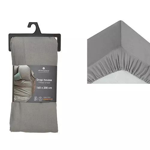 купить Домашний текстиль Promstore 57028 Cearsaf cu elastic Atmosphera Oeko-Tex 160x200x30cm, 100% bumbac, gris в Кишинёве 