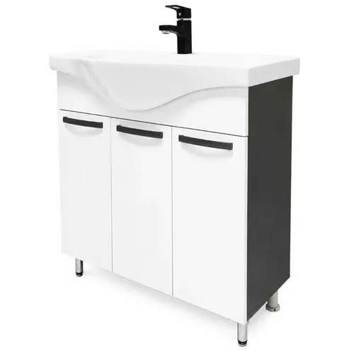 купить Шкаф под умывальник Mashtab 11345 Agat cu 3 usi 90cm Alb-Antracit в Кишинёве 