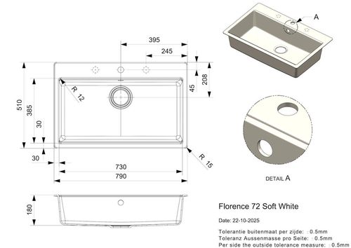 cumpără Chiuvetă bucătărie Reginox R41079 Florence 72 Soft White în Chișinău 