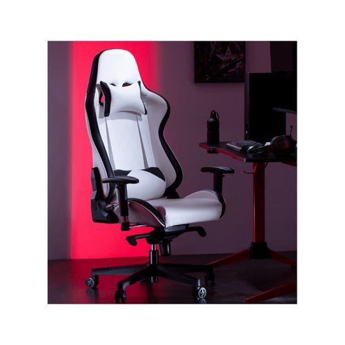 купить Игровое кресло Lumi Premium Gaming Chair CH06-36 with Headrest & Lumbar Support , Black/White, PVC Leather, 2D Armrest, Steel Frame, 350mm Nylon Plastic Base, PU Caster, 80mm Class 4 Gas Lift, Weight Capacity 180 Kg XMAS в Кишинёве 