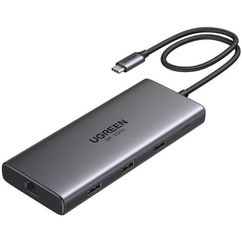 купить Переходник для IT Ugreen 15534 HUB 10in1 USB-C to 2*HDMI(8K@30Hz)+USB-A3.0+USB-C3.0+2*USB-A2.0+SD/TF+GigabitRJ45+PD(100W), CM639, Space Gray в Кишинёве 
