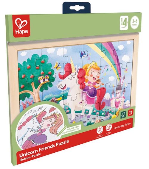 купить Головоломка Hape E1642 Puzzle 2 în 1 Unicorn și prieteni в Кишинёве 