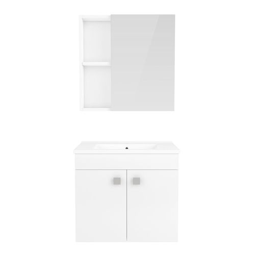 Set mobila ATLANT 60cm alb: dulap suspendat, 2 usi + dulap oglinda 60*60cm + mobilier lavoar articol RZJ610 