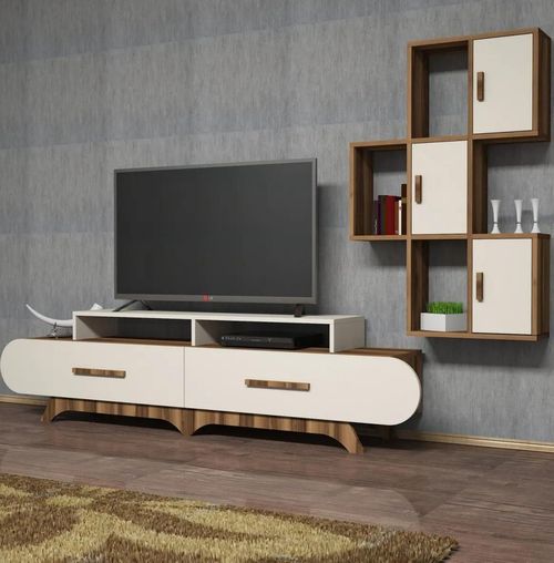 cumpără Comodă TV Trendy Flora S, Nuc, Crem 205x50x36cm în Chișinău 