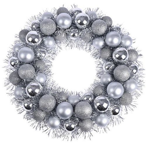 купить Новогодний декор Promstore 49331 Венок рождественский из шаров D39cm, серебряный в Кишинёве 