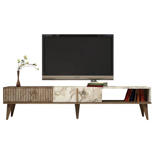 cumpără Comodă TV Trendy Milano, Nuc, Marmura Alba 180x40x35cm în Chișinău 