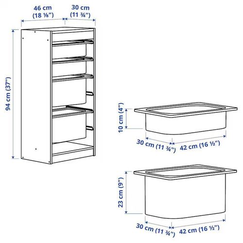 cumpără Cutie depozitare Ikea Trofast 46x30x94 White/Grey în Chișinău 