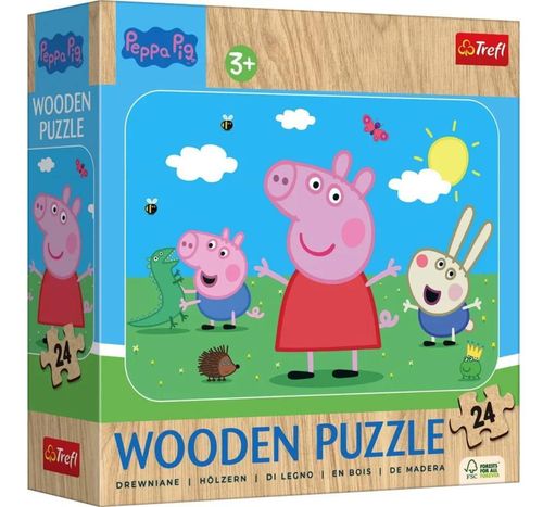 cumpără Puzzle Trefl 202625 Wooden puzzle. Faceți cunoștință cu frumoasa Peppa, 24el în Chișinău 