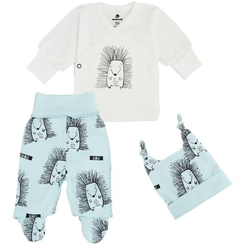 купить Детская одежда Minikin 242270356 Hedgehog Комплект: распашонка, ползунки, шапочка голубой с рисунком 0-1 мес (56 см в Кишинёве 