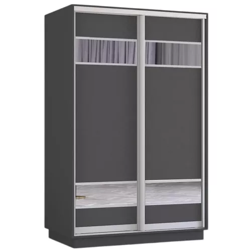 купить Шкаф Mobildor-Lux Fox uși glisante din PAL cu elemente din oglindă (140x60x230H cm) Anthracite в Кишинёве 