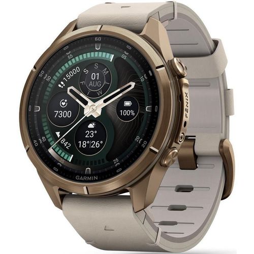 cumpără Ceas inteligent Garmin Fenix 9 Pro, 43mm, inReach, Gold, Lthr White bd (010-04335-41) în Chișinău 