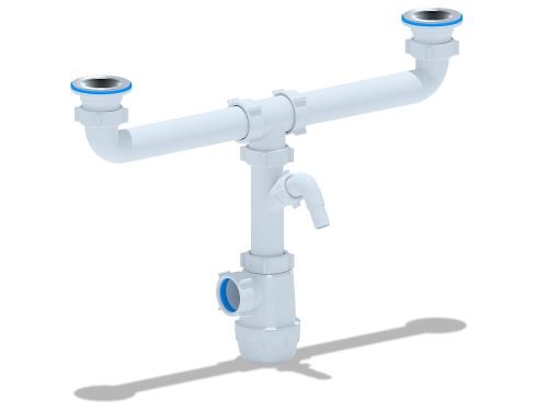 cumpără Sifon pentru cadă Aniplast A3500 Ani Grot 1 1/2"xØ40, dublu, cu racord pentru masina de spalat în Chișinău 