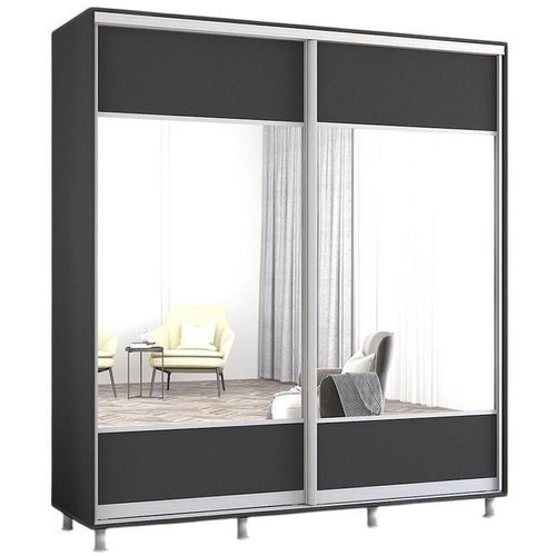 cumpără Dulap Mobildor-Lux Aron-S uși glisante din PAL cu oglindă orizontal (200x60x230H cm) Anthracite în Chișinău 