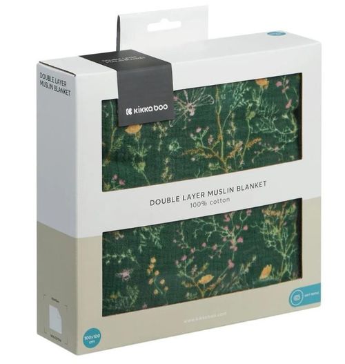 купить Аксессуар для пеленания Kikka Boo 31103010102 Paturica in 2 straturi de muselina Secret Garden Green, 100x100cm в Кишинёве 