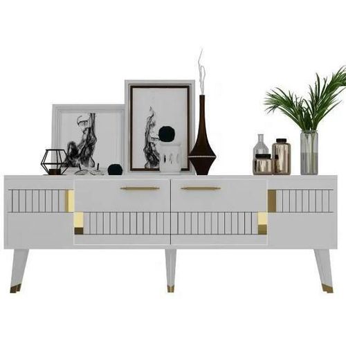 купить Тумба напольная для TV Trendy Moda Alb, Auriu (GTR000364) в Кишинёве 