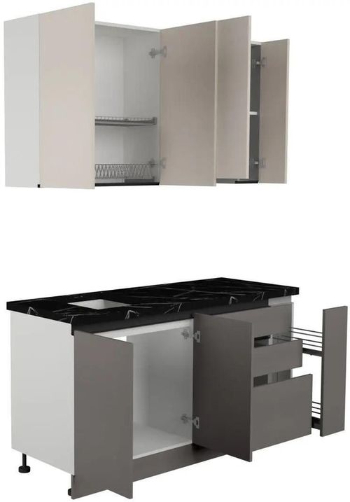 купить Мебель для кухни ArtFlame GOLA Cream/Stone Grey (1.6 m.l.) в Кишинёве 