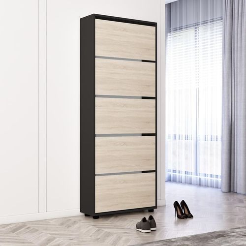 cumpără Raft pentru încălțăminte Mobildor-Lux Leo 70x27x203H cm Anthracite/Sonoma în Chișinău 