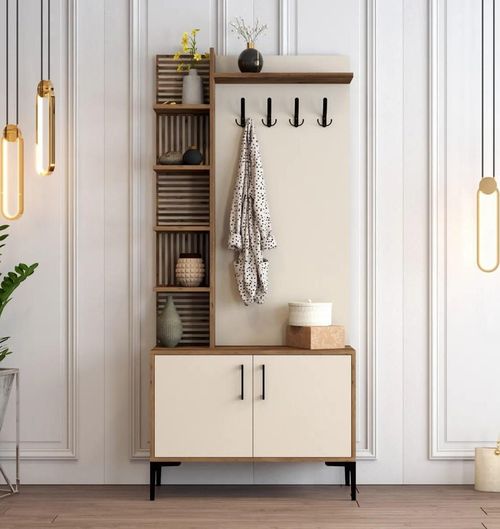 cumpără Mobilă pentru antreu Trendy Viyana D, Nuc, Smantana, 90x200x35cm (GTR001345) în Chișinău 