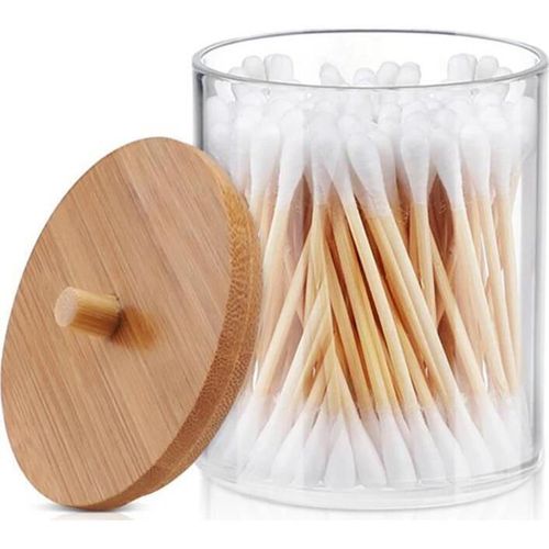 купить Аксессуар для ванной Eleganza 51308 Organizator cu betisoare igienice 200 buc D7cm, capac bambus в Кишинёве 