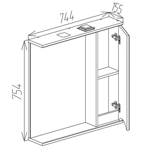 купить Зеркало для ванной Bayro Elara 750x750 правый белый мат в Кишинёве 