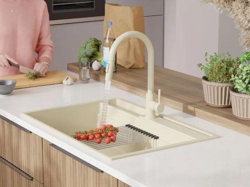 купить Мойка кухонная Primagran Oslo 80 Pocket Multilevel Beige + accesorii 530x780 MOHKB в Кишинёве 