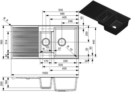 cumpără Chiuvetă bucătărie Reginox R37003 Paris 15 Pure Black în Chișinău 