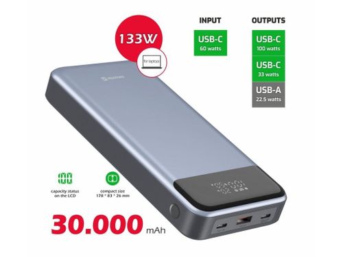 cumpără Acumulator extern USB (Powerbank) Swissten 30000mAh 133W PD For Laptops în Chișinău 