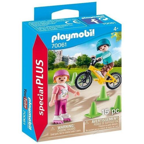 купить Игрушка Playmobil PM70061 Children with Skates and Bike в Кишинёве 