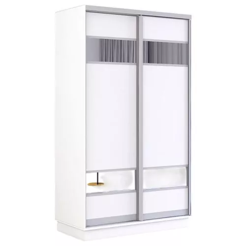 купить Шкаф Mobildor-Lux Fox uși glisante din PAL cu elemente din oglindă (100x60x230H cm) Alb в Кишинёве 