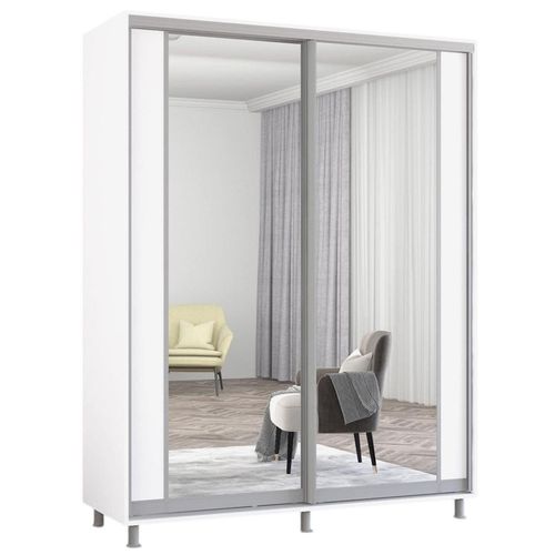 cumpără Dulap Mobildor-Lux Aron-S uși glisante din PAL cu oglindă vertical (170x60x200H cm) Alb Brilliant în Chișinău 