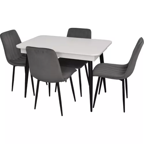 купить Комплект стол и стулья Evelin di Costacurta cтол DT-432-1R B + 4 стула YTC-078B Bluvel-14 (Dark grey) в Кишинёве 