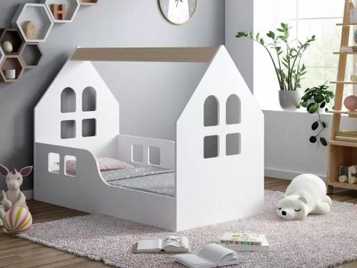 купить Кровать Happy Babies House Windows L01 70x140 (White/Light Pear) в Кишинёве 