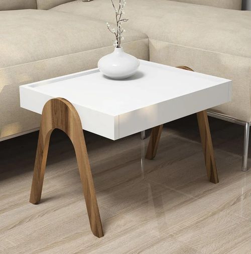 cumpără Măsuţă cafea Trendy Roma, Nuc, Alb 53x64x40cm, masa de cuibarit (3 bucati) în Chișinău 