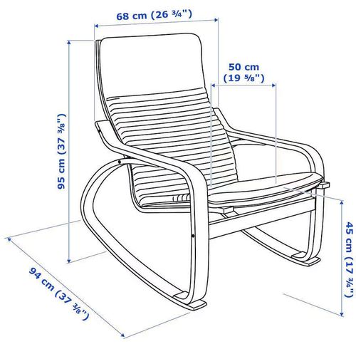 купить Кресло Ikea Poang (Furnir Stejar Alb/Knisa Negru) balansoar в Кишинёве 