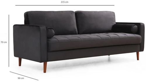 cumpără Canapea Trendy Roma Negru, 90x70x215cm (3 locuri) în Chișinău 
