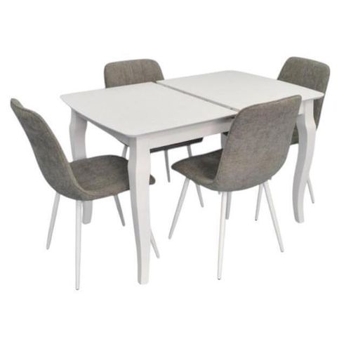 купить Комплект стол и стулья Evelin di Costacurta стол HV-29V White + 4 стула YTC-078Wh UF885-14 Grey в Кишинёве 