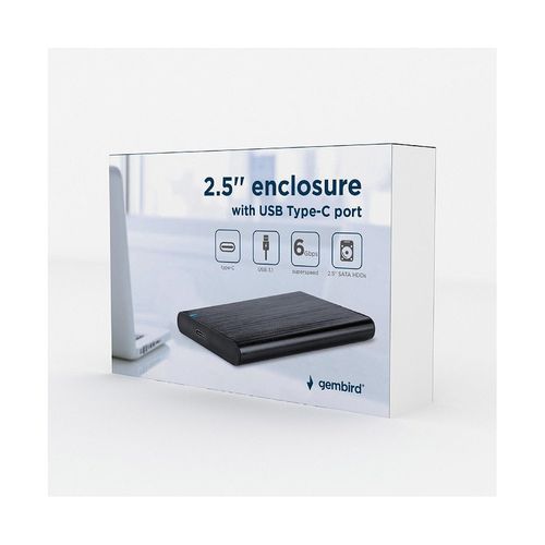 купить Gembird EE2-U3S-6, USB 3.1 2.5'' enclosure with USB Type-C port, brushed aluminum, Black (carcasa externa pentru HDD/корпус внешний для HDD) в Кишинёве 