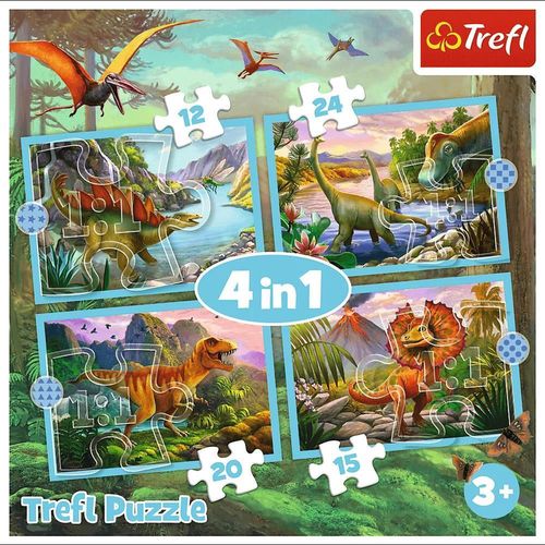 cumpără Puzzle Trefl 34609 Puzzles - 4in1 - Unique dinosaurs în Chișinău 