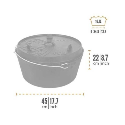 cumpără Ceaun grătar Petromax Dutch Oven 16L cu capac si fund plat, fonta în Chișinău 