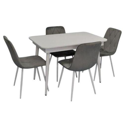 купить Комплект стол и стулья Evelin di Costacurta стол DT-431-1R Wh + 4 стула YTC-080Wh Light grey в Кишинёве 