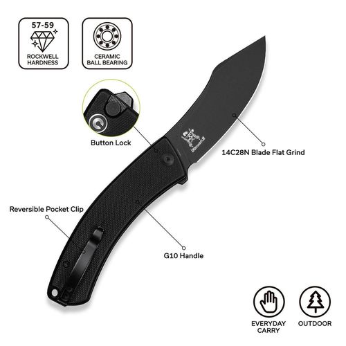 купить Нож походный Civivi C24079-1 Outlaw Muk, G10 negru, blocare cu buton в Кишинёве 
