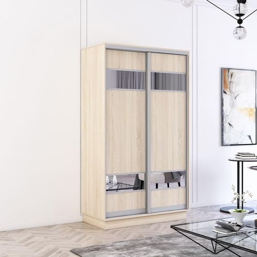 купить Шкаф Mobildor-Lux Fox uși glisante din PAL cu elemente din oglindă (100x60x210H cm) Sonoma в Кишинёве 