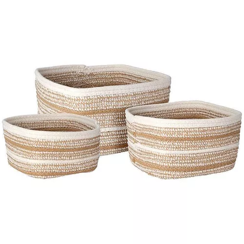 купить Декор H&S 50601 3 шт. плетеные корзины: 26X26X15 см, 23X23X13 см, 20X20X11 см, бежевые, высокий в Кишинёве 