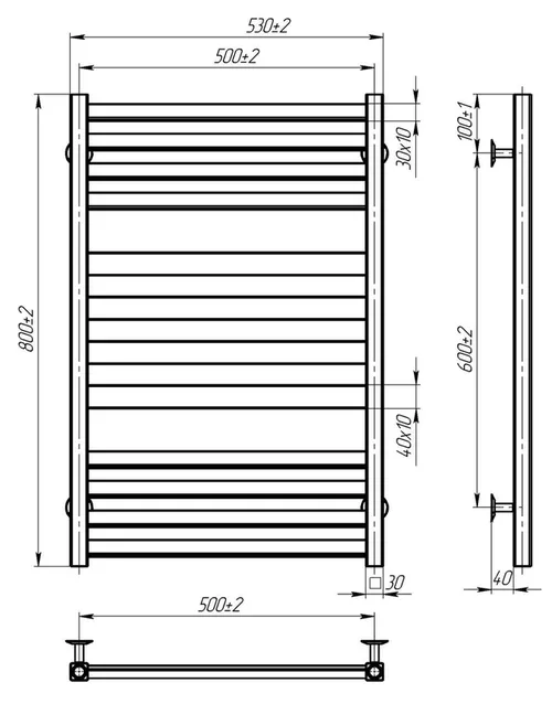 cumpără Uscător de prosoape Lianat 6232 NOVA 500x800 inox negru în Chișinău 