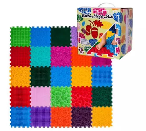 cumpără Covoraș de joacă Chipolino Ortek 11275 Коврик-пазл ортопедический -массажный MEGA MIX Набор 25эл 26x26cm în Chișinău 