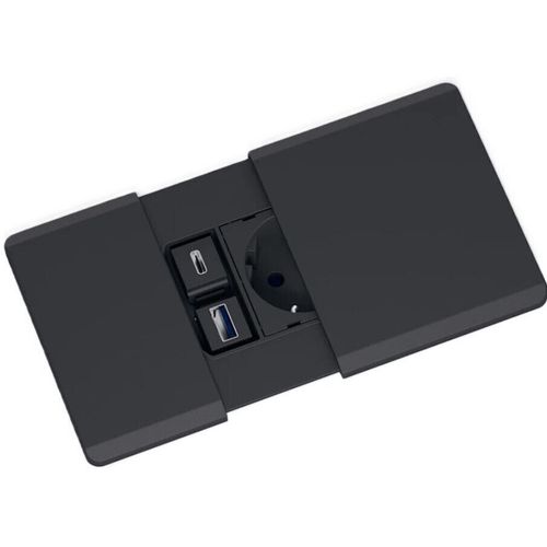 купить Розетка электрическая ASA Plastici 060.08F.00107 Versapad 1 socket F +1 USB 5V (A) + 1 USB 5V (C) Black в Кишинёве 